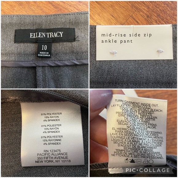 NWT Ellen Tracy Gray Modern Slim Mid Rise Side Zip Ankle Pants size 10 - Picture 11 of 12